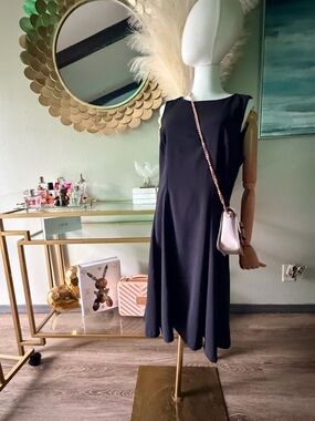 White House Black Market Black Sleeveless Midi A-Line Dress